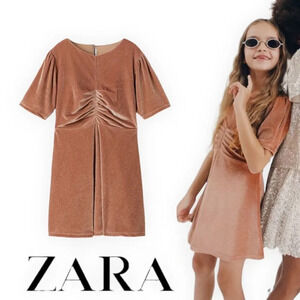 ZARA Kids | Pink | GOLDEN SPARKLY VELVET DRESS